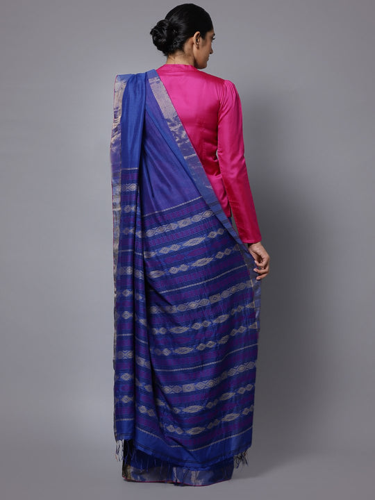 Blue bengal handloom cotton silk saree