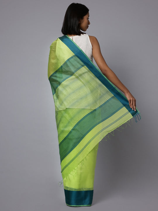 Green handloom maheshwari cotton silk saree