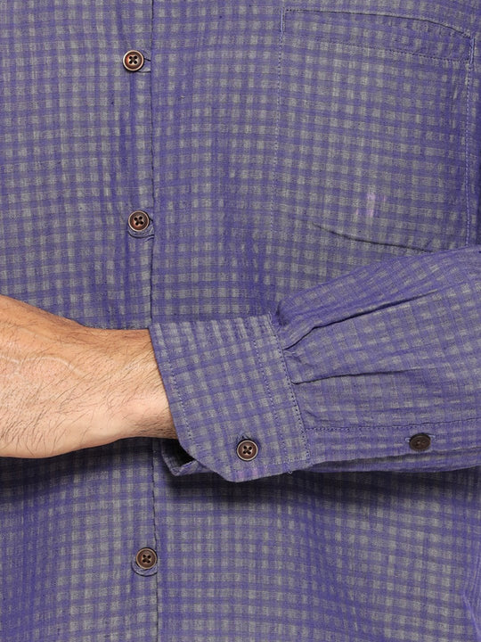Lavender blue mandarin collar shirt