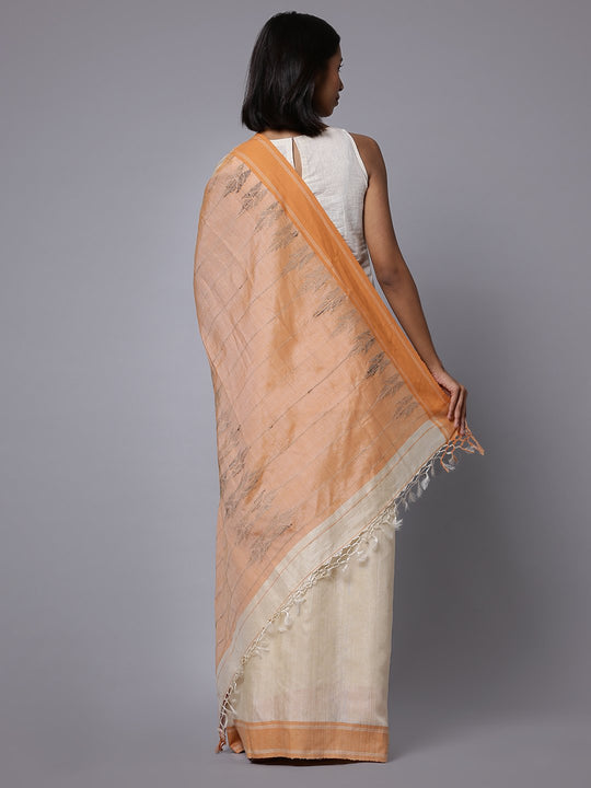 Beige matka silk handloom saree