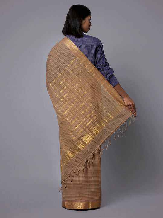 Brown mangalagiri handloom cotton saree