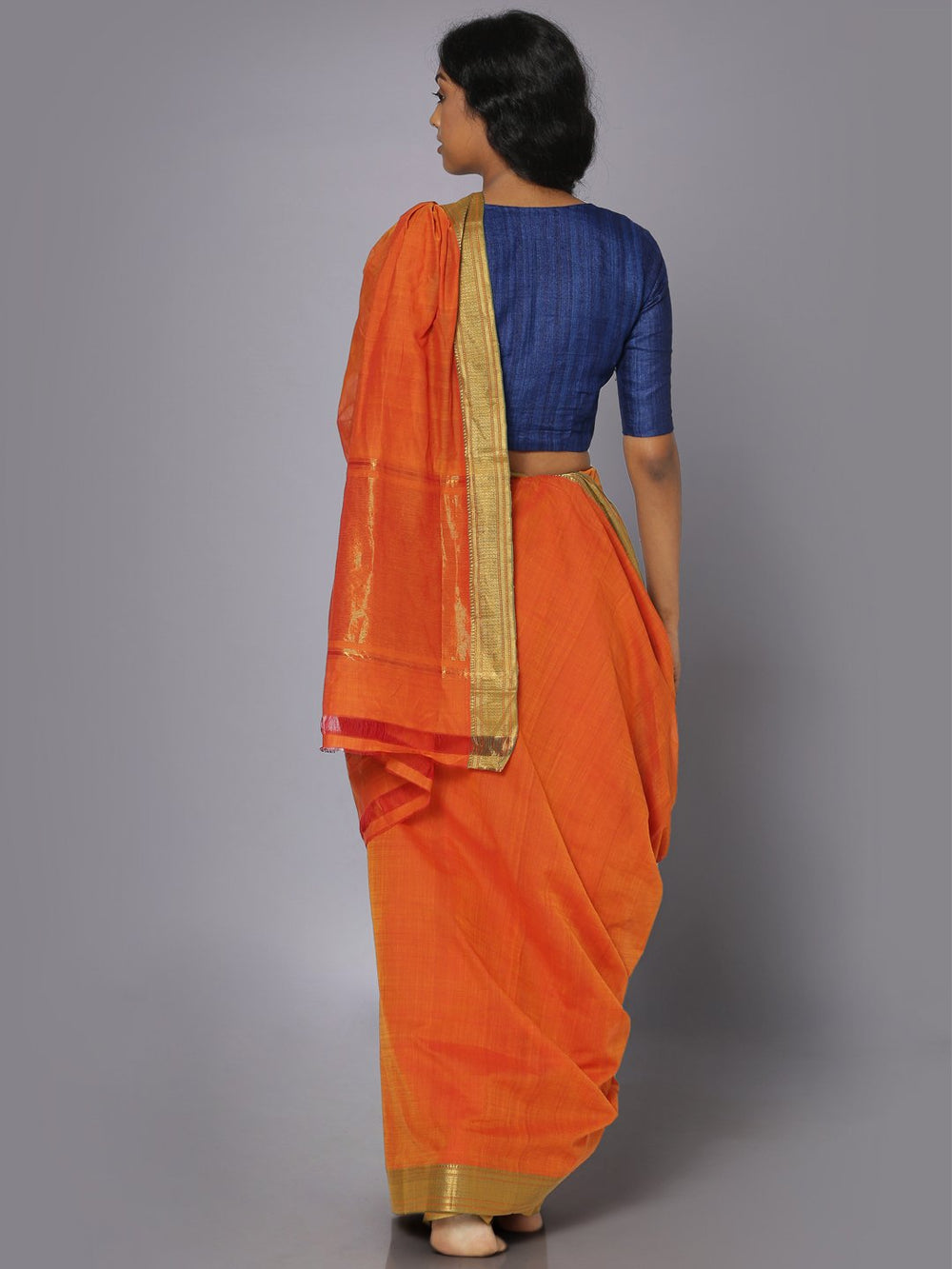 Orange mangalgiri cotton saree