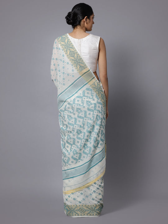 Jamdani white bengal handloom cotton saree
