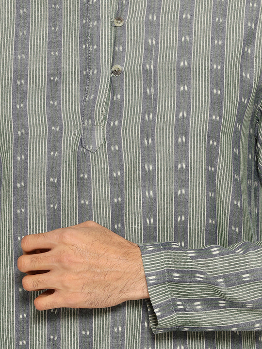 Seaweed green ikat kurta