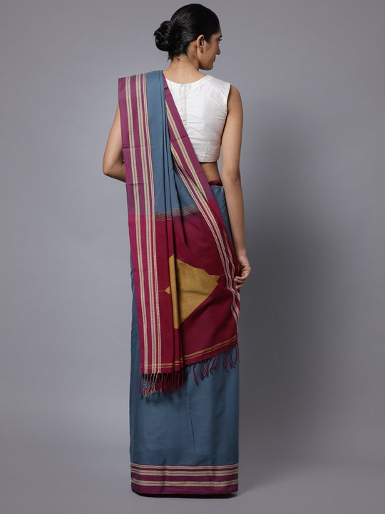 Ilkal grey handloom cotton saree