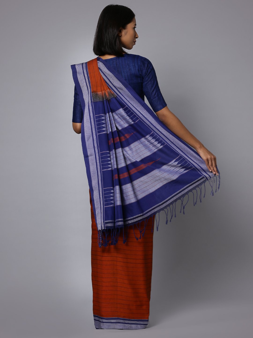 Ilkal orange handloom cotton saree