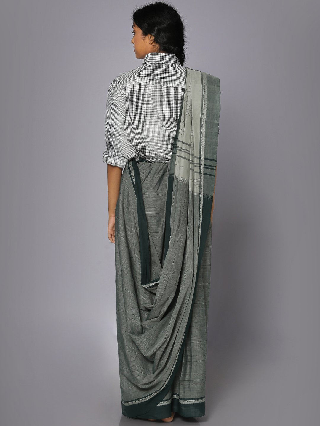 Grey mangalgiri cotton saree