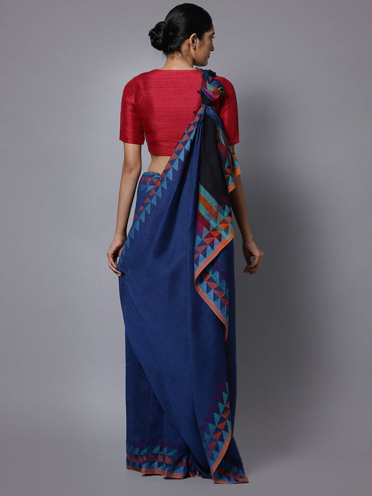Navy jamdani cotton bengal handloom saree