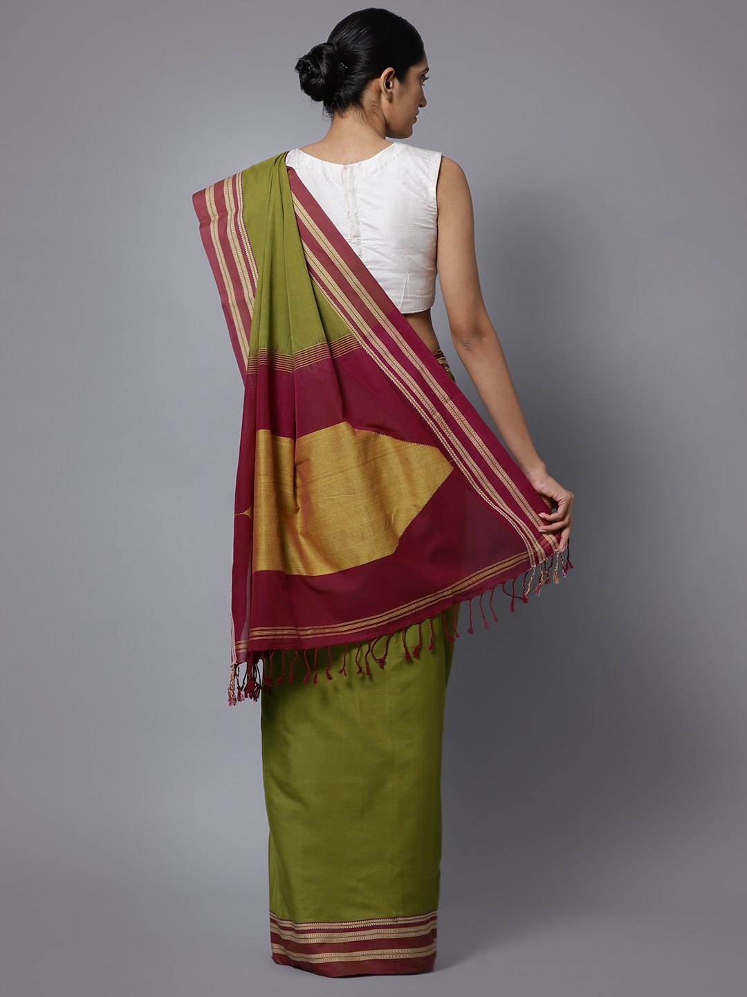 Olive ilkal handloom cotton saree