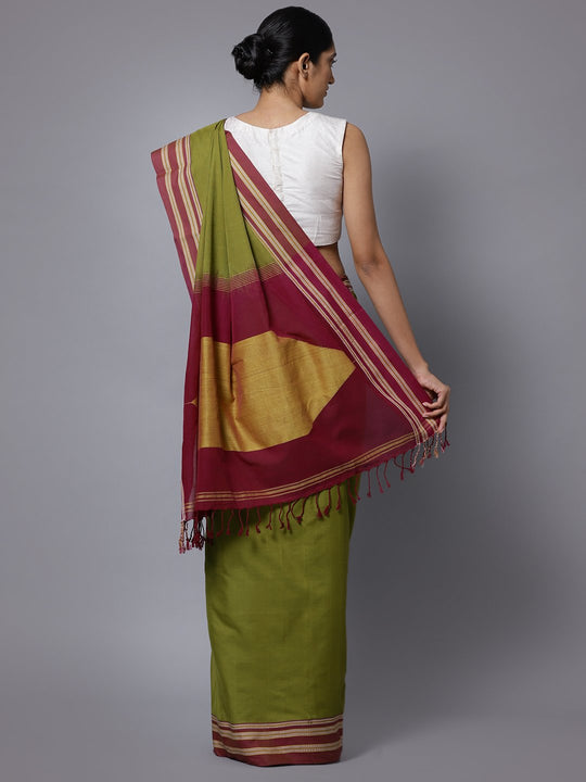 Olive ilkal handloom cotton saree