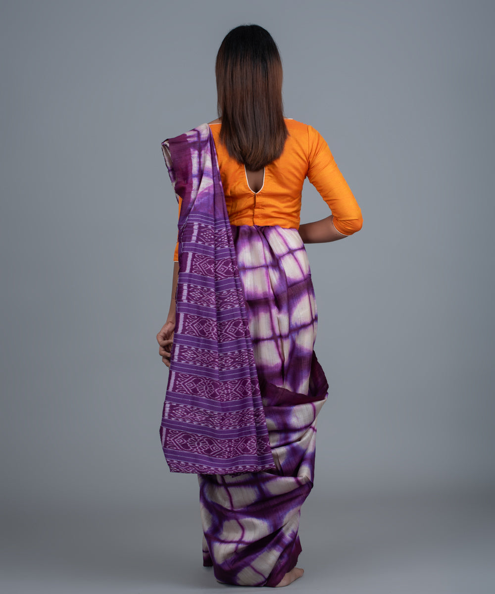 Indigo handspun shibori ikat gopalpur tussar silk saree