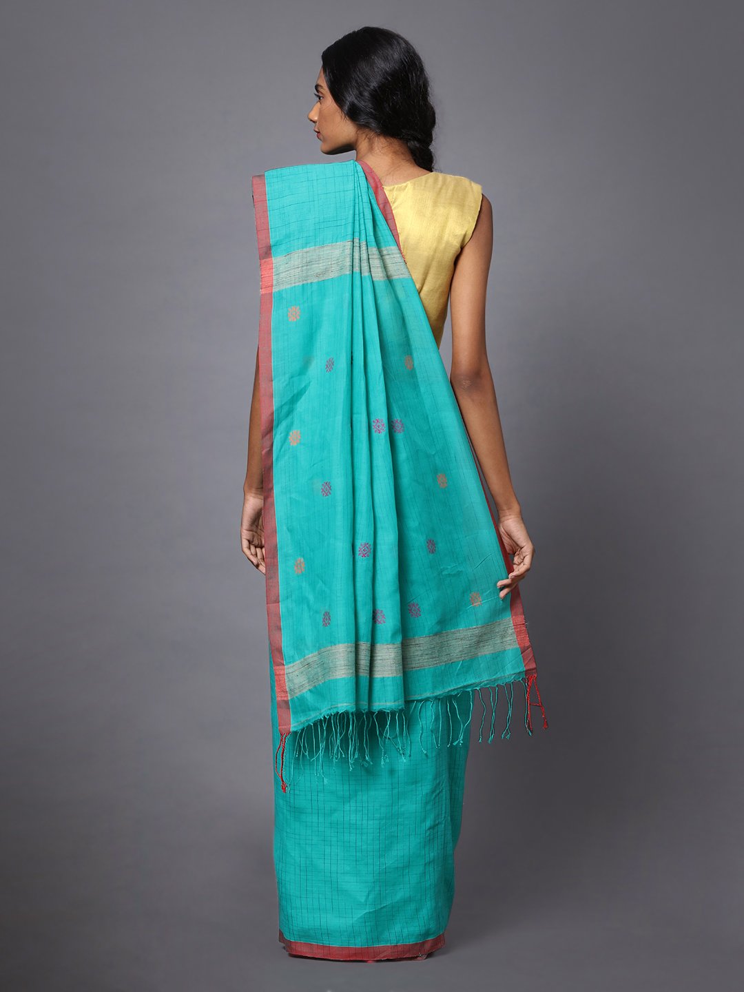 Sea blue handloom bengal soft cotton saree