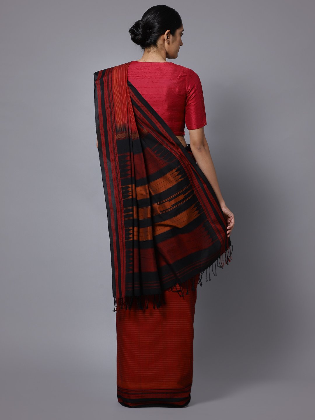 Maroon ilkal handloom cotton saree