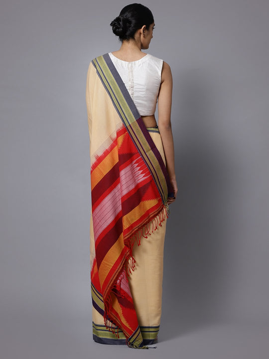Cream ilkal handloom cotton saree