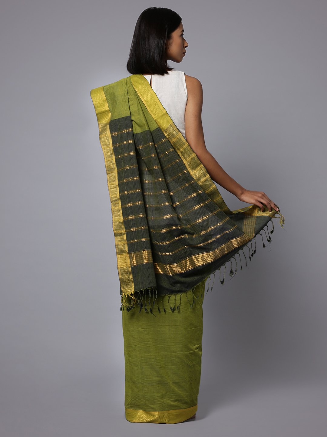 Green mangalagiri handloom cotton saree