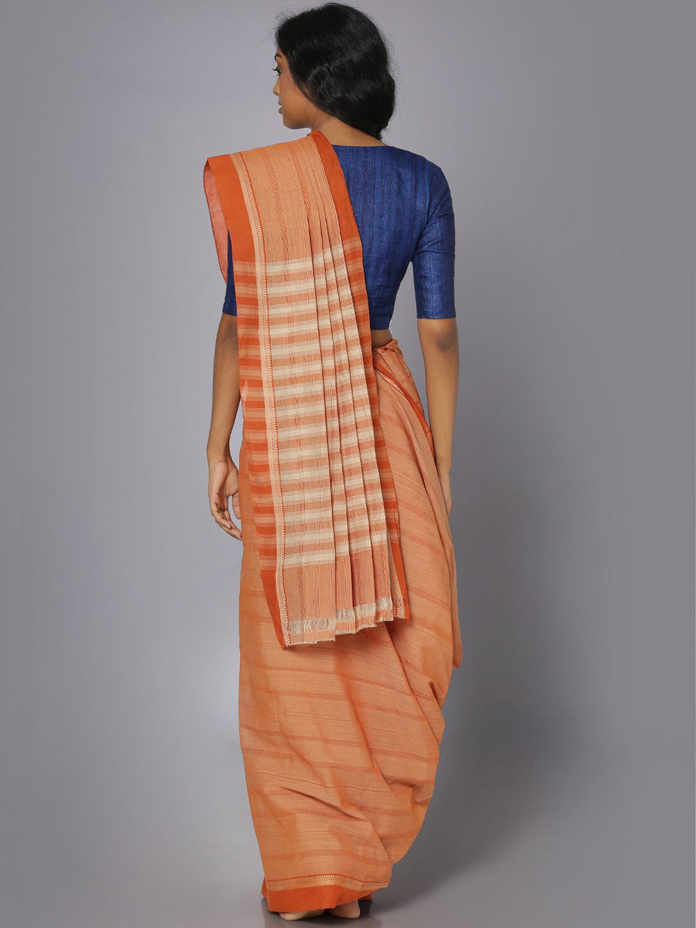 Orange mangalgiri cotton saree