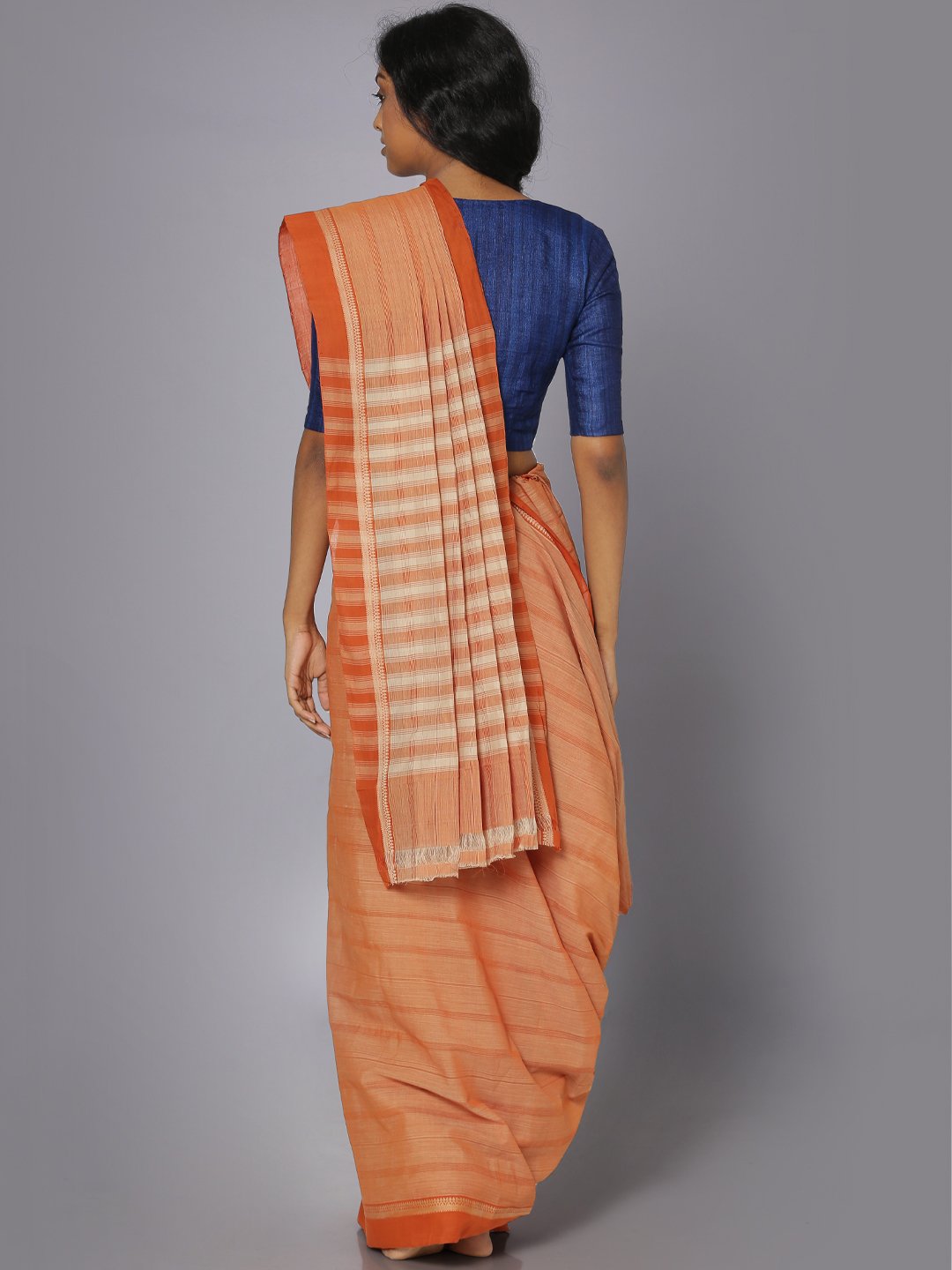Orange mangalgiri cotton saree