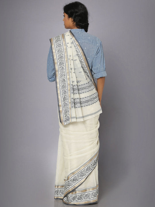 Off white tant cotton saree