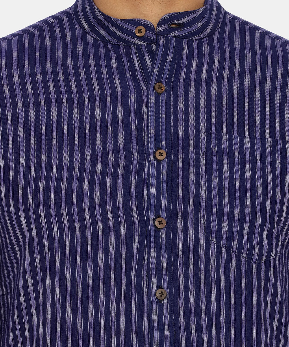 Indigo blue high-low ikat kurta