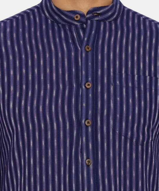 Indigo blue high-low ikat kurta