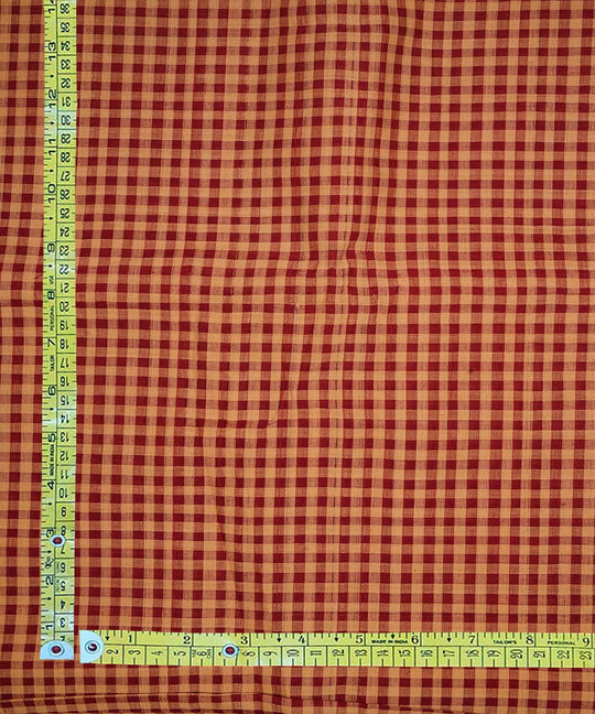 2.5m Maroon white hand woven checks cotton mangalgiri kurta material