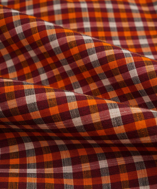 3m Multi color hand woven checks cotton mangalgiri kurta material