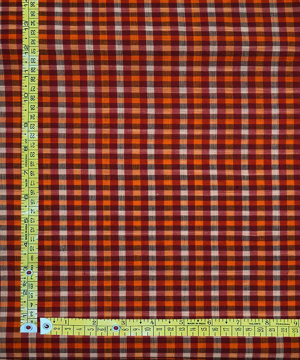 3m Multi color hand woven checks cotton mangalgiri kurta material