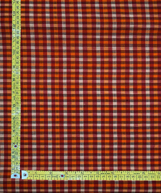 3m Multi color hand woven checks cotton mangalgiri kurta material