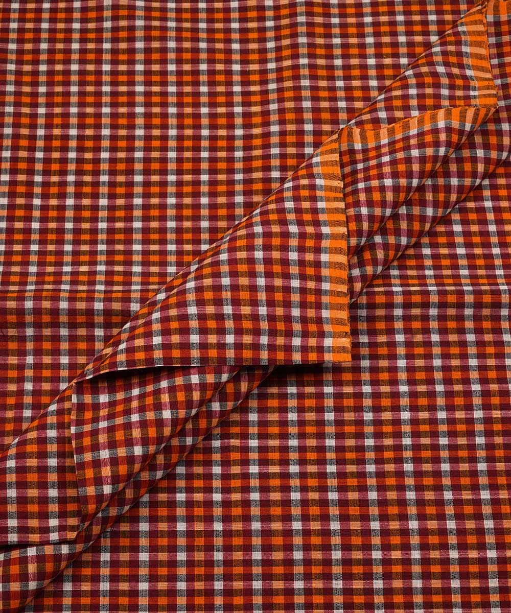 3m Multi color hand woven checks cotton mangalgiri kurta material