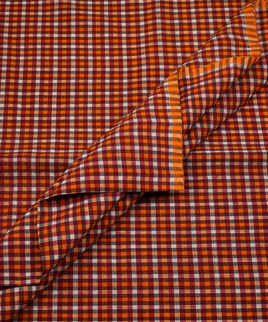 3m Multi color hand woven checks cotton mangalgiri kurta material