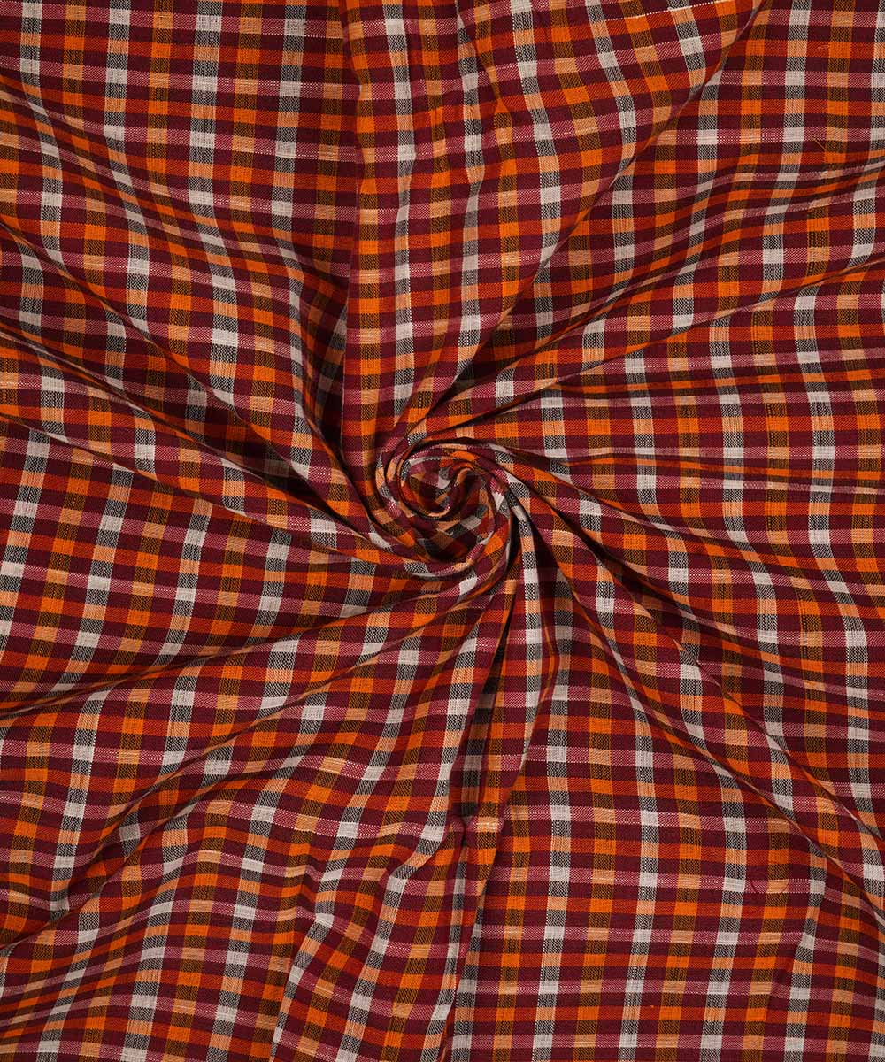 3m Multi color hand woven checks cotton mangalgiri kurta material