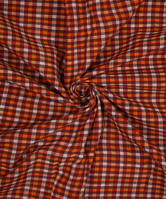 3m Multi color hand woven checks cotton mangalgiri kurta material