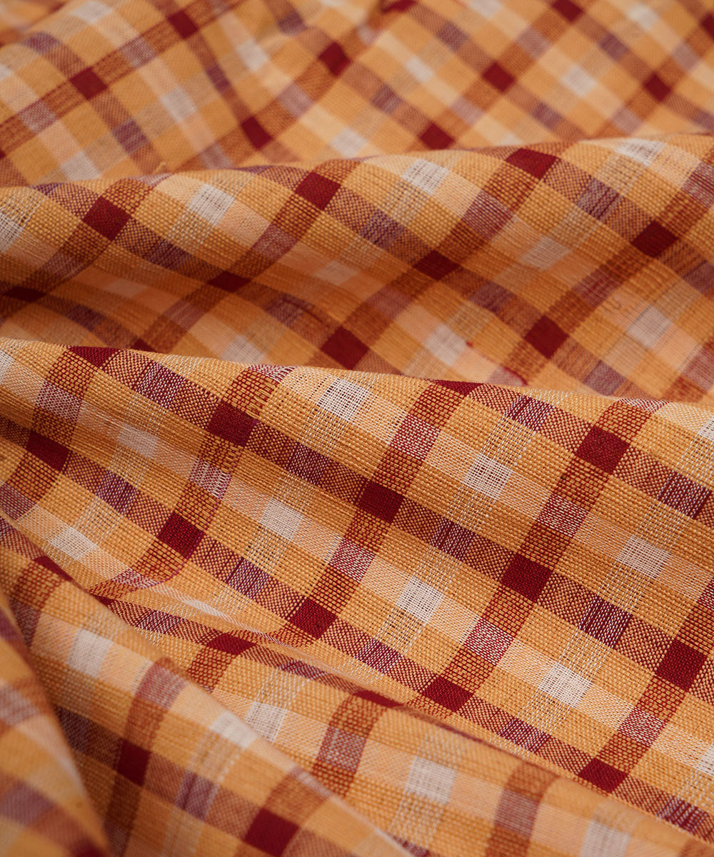 2.5m Multicolor hand woven checks cotton mangalgiri kurta material