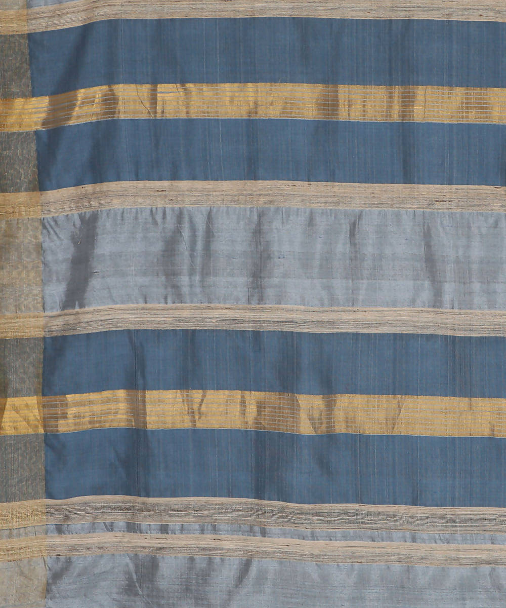 Silver grey handwoven tussar silk saree