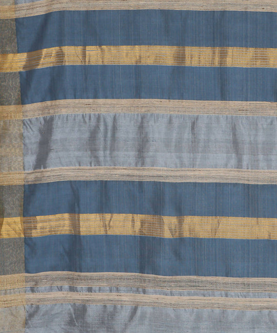 Silver grey handwoven tussar silk saree