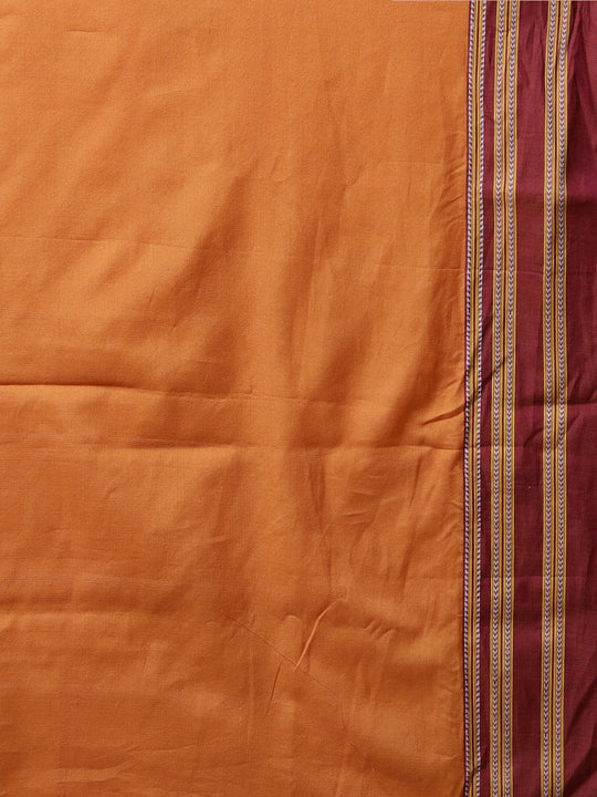 Orange ilkal handloom cotton saree