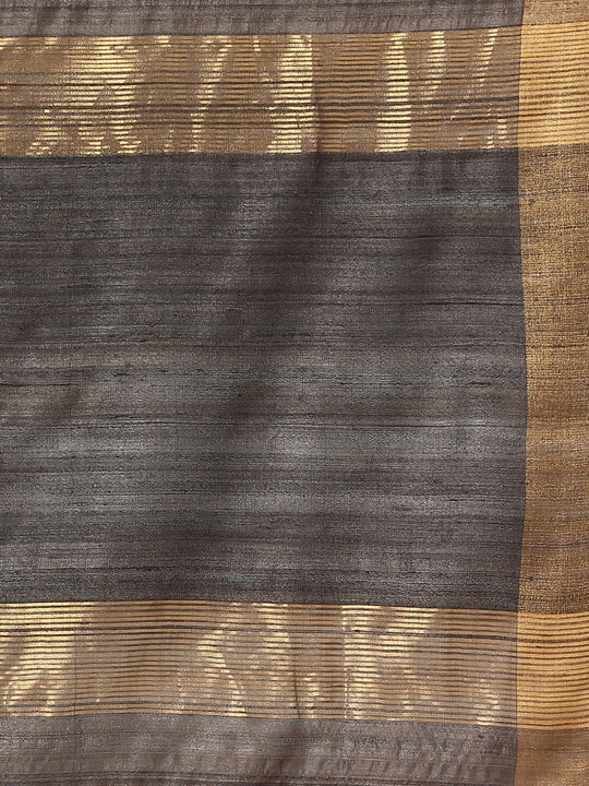 Copperish grey tussar silk saree