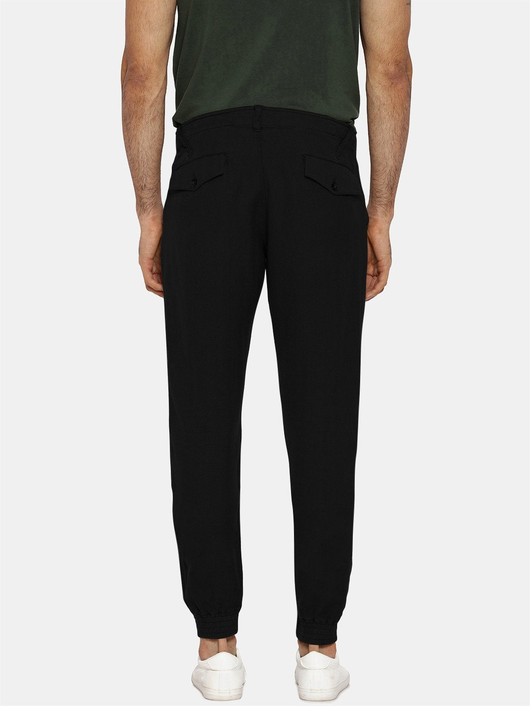 Jet black herringbone pant