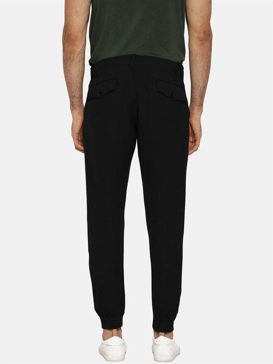 Jet black herringbone pant
