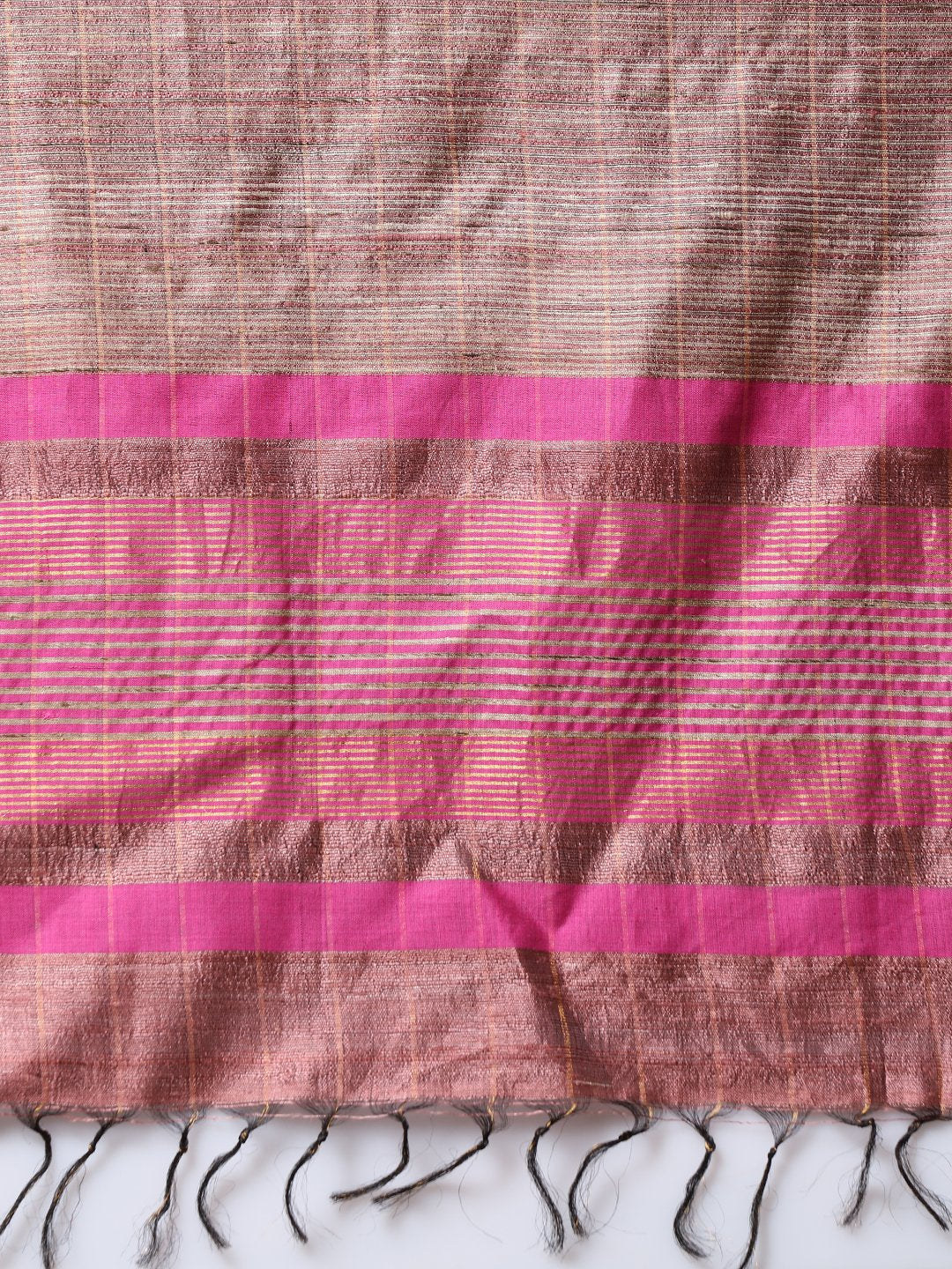 Rose pink handloom tussar silk saree