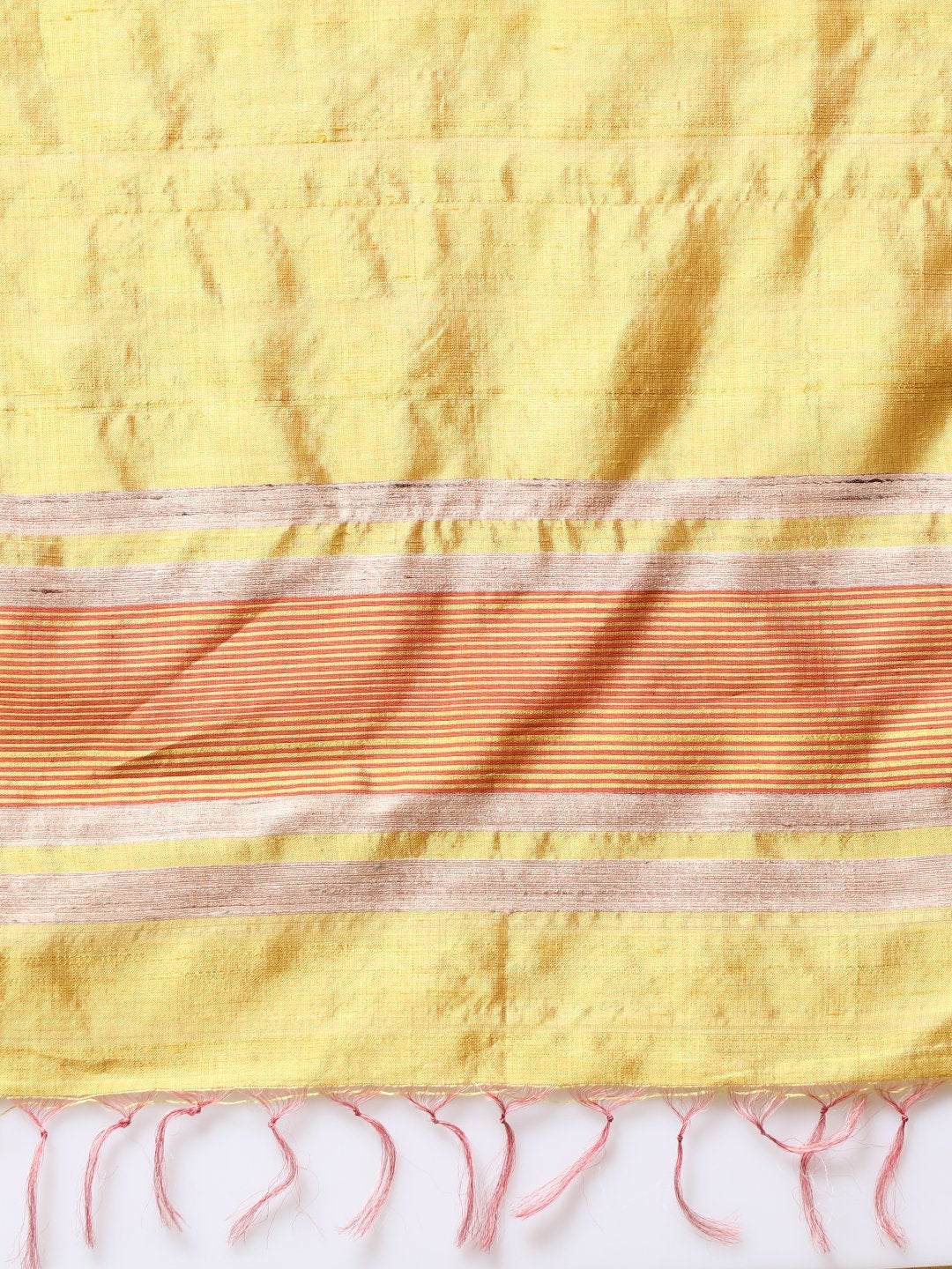 Golden cream handloom tussar silk saree