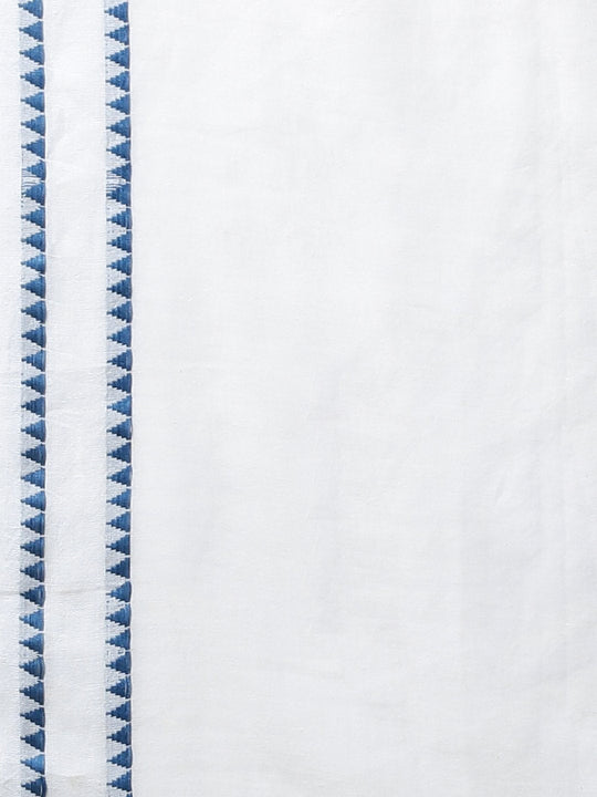 White handloom cotton linen saree