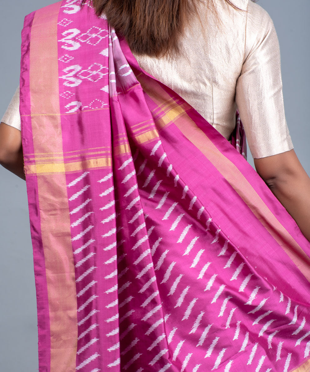 Pink handwoven pochampally ikat saree