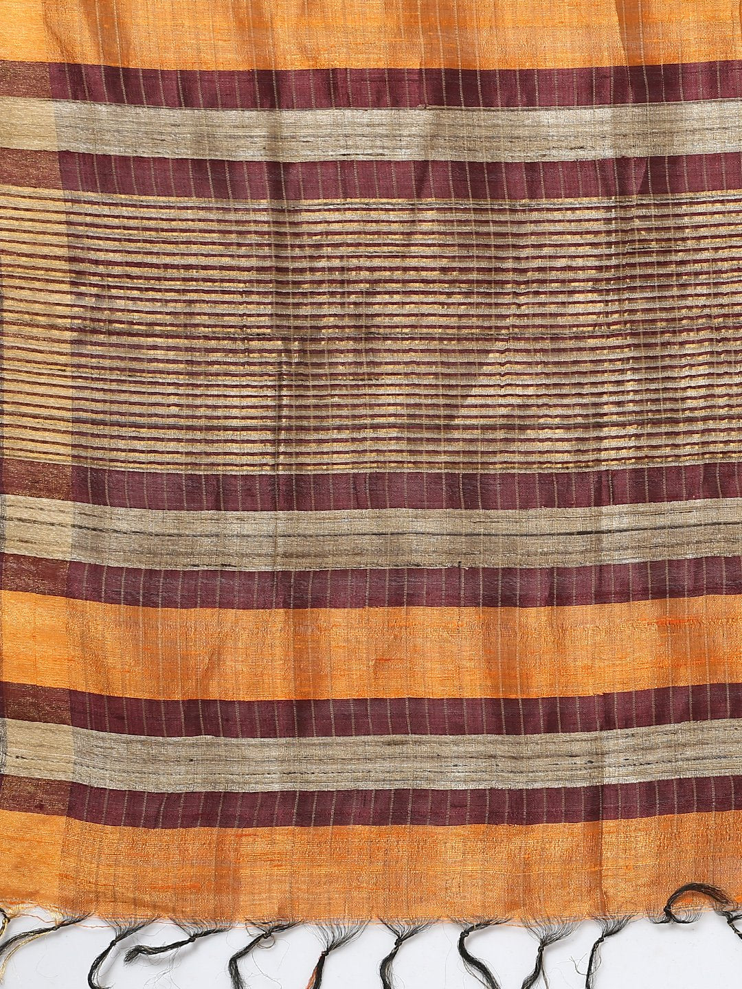 Orange tussar silk saree