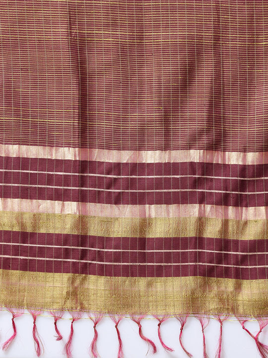 Olive green handloom tussar silk saree