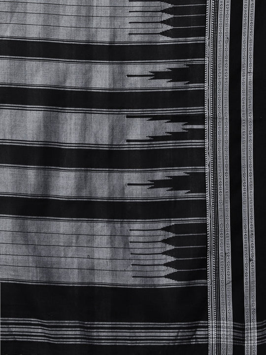 Black white checks ilkal handloom saree