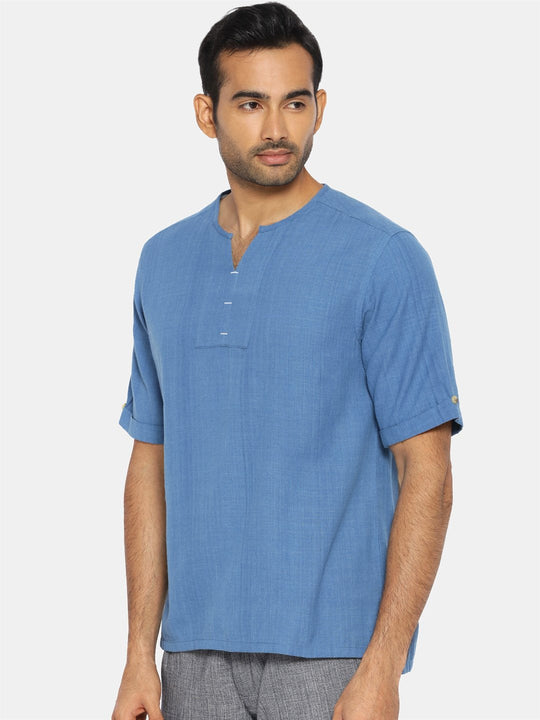 Cobalt blue round collar shirt