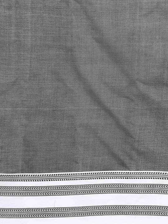 Jet black ilkal cotton saree