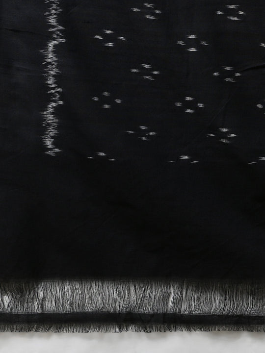 Ikat blue black handloom cotton saree