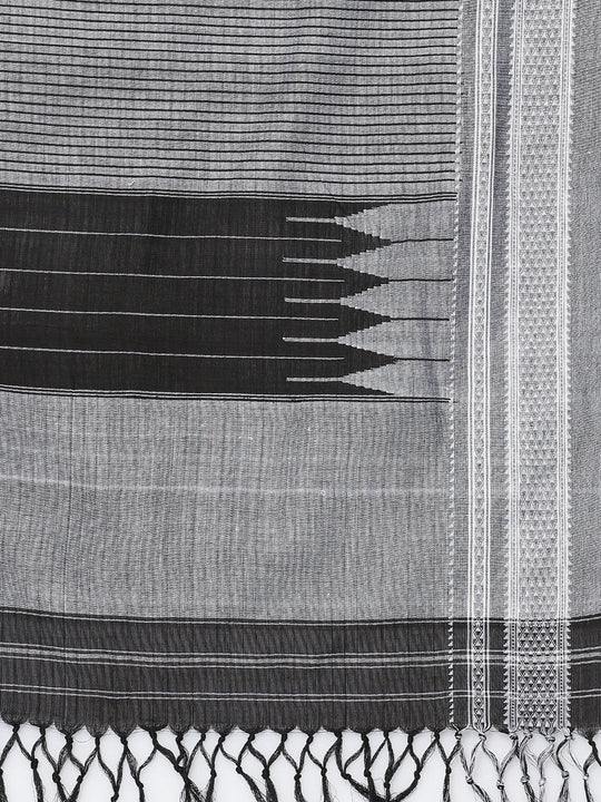 Black & white ilkal cotton saree